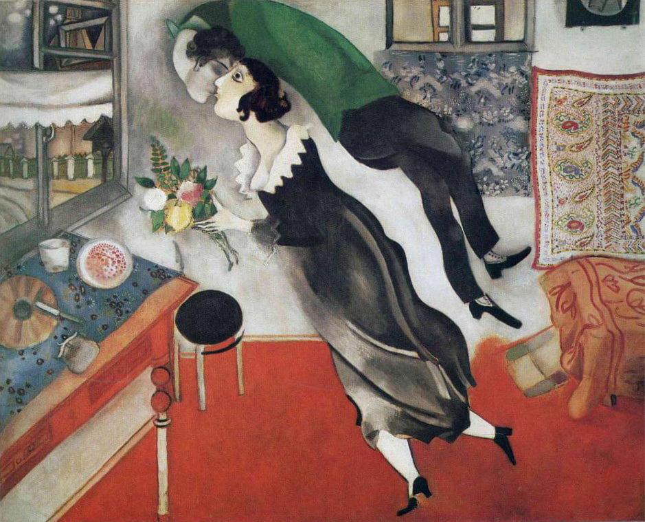 馬克·夏卡爾 Marc Chagall (1887-1985)｜生日 The Birthday｜1915｜油彩、紙板｜80.5x99.5cm