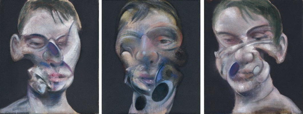 法蘭西斯·培根 Francis Bacon (1909-1992)｜自畫像的三幅習作 Three Studies for Self-Portrait｜1975｜油彩、畫布｜35.5x30.5cm (each)