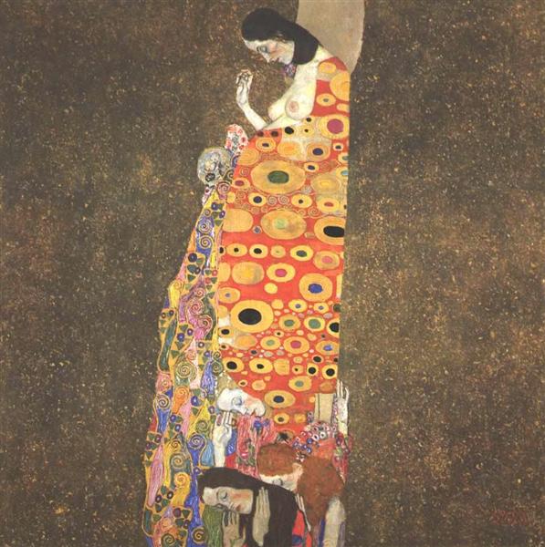 Gustav Klimt (1862-1918)｜Hope II｜1907-1908｜Oil on Canvas｜110.5x110.5cm