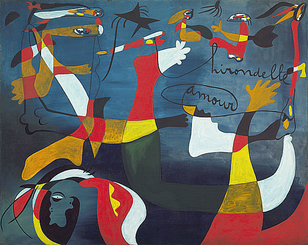 胡安‧米羅 Joan Miro (1893-1983)｜飛翔的愛 Hirondelle Amour｜1933-34｜油彩、畫布｜199.3x247.6cm
