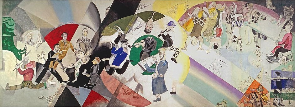 馬克·夏卡爾 Marc Chagall (1887-1985)｜猶太劇院的序曲 Introduction to the Jewish Theatre｜1920｜蛋彩壁畫｜284x787cm