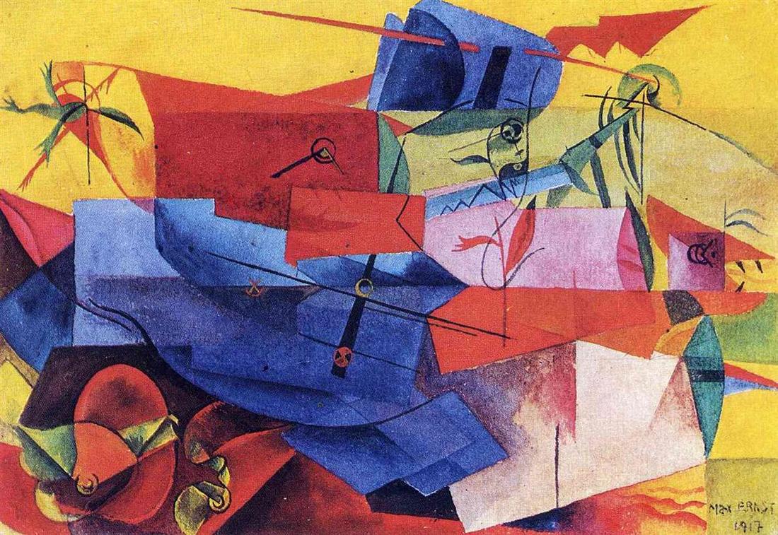 馬克斯‧恩斯特 Max Ernst (1891-1976)｜Fish Fight｜1917｜油彩、畫布｜尺寸不詳