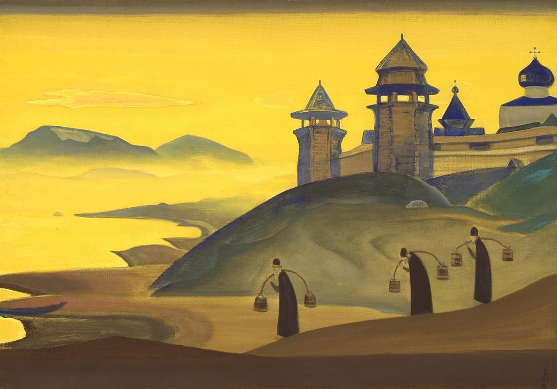 尼古拉斯‧洛裡奇 Nicholas Roerich (1874-1947)｜而我們勞動 And We Labor｜1922｜蛋彩、畫布｜71.1x101.5cm
