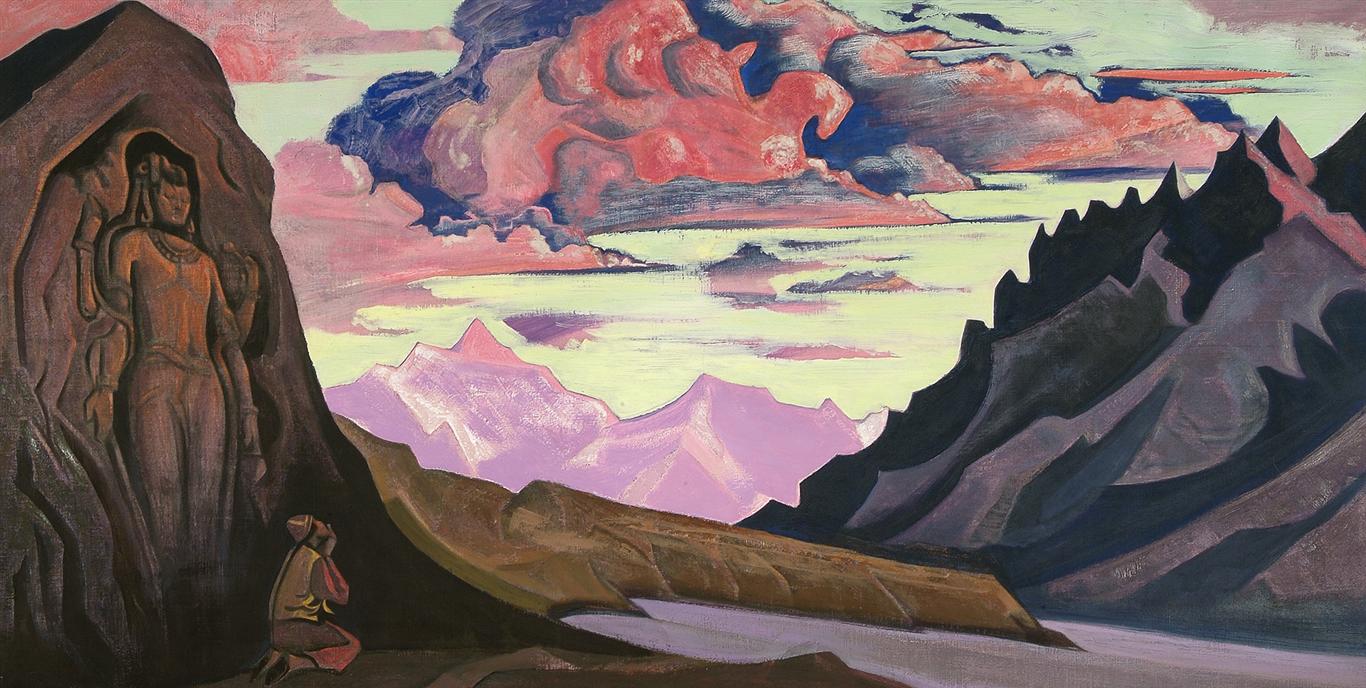 尼古拉斯‧洛裡奇 Nicholas Roerich (1874-1947)｜征服者彌勒 Maitreya the Conqueror｜1926｜蛋彩、畫布｜69x135.2cm