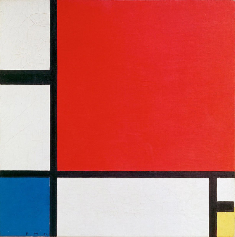 皮特‧蒙德里安 Piet Mondrian (1872-1944)｜紅、藍、黃的構成 Composition with Red, Blue and Yellow｜1930｜油彩、畫布｜45x45cm