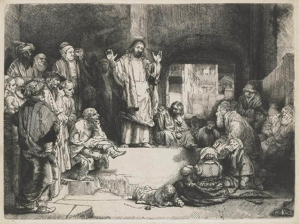 林布蘭‧范‧萊因 Rembrandt van Rijn (1606-1669)｜基督講道 Christ Preaching｜1652｜版畫｜15.6x20.9cm