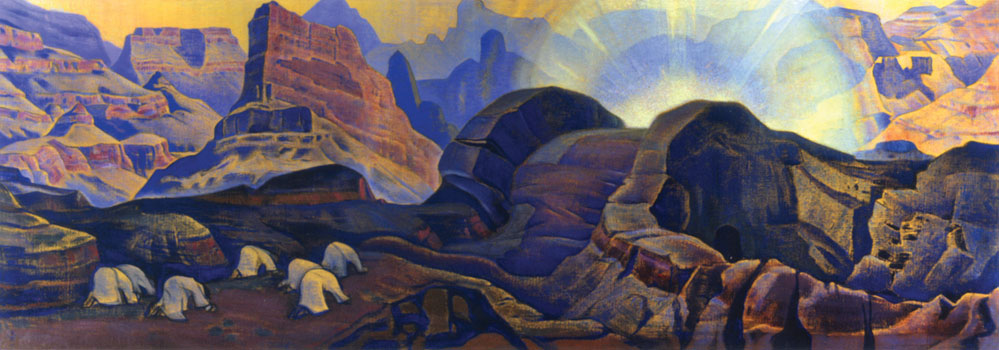 尼古拉斯‧洛裡奇 Nicholas Roerich (1874-1947)｜奇蹟 Miracle｜1923｜蛋彩、畫布｜73.6x208.9cm