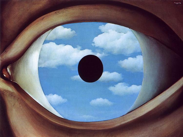 雷內‧馬格利特 René Magritte (1898-1967)｜虛假的鏡子 The False Mirror｜1928｜油彩、畫布｜54x80.9cm