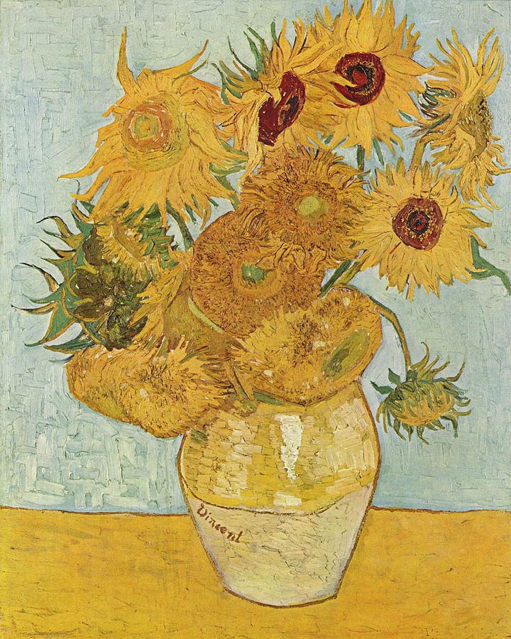 文生‧梵谷 Vincent van Gogh (1853-1890)｜花瓶裡的十二朵向日葵 Still Life：Vase with Twelve Sunflowers｜1888｜油彩、畫布｜91x72cm